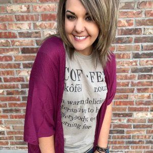 Open Weave Drape Kimono in Magenta